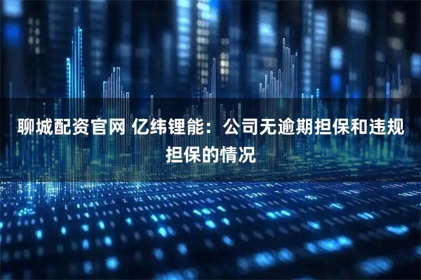 聊城配资官网 亿纬锂能：公司无逾期担保和违规担保的情况